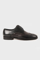 Classic Genuine Leather Black Aniline Wingtip Lace-Up Shoes