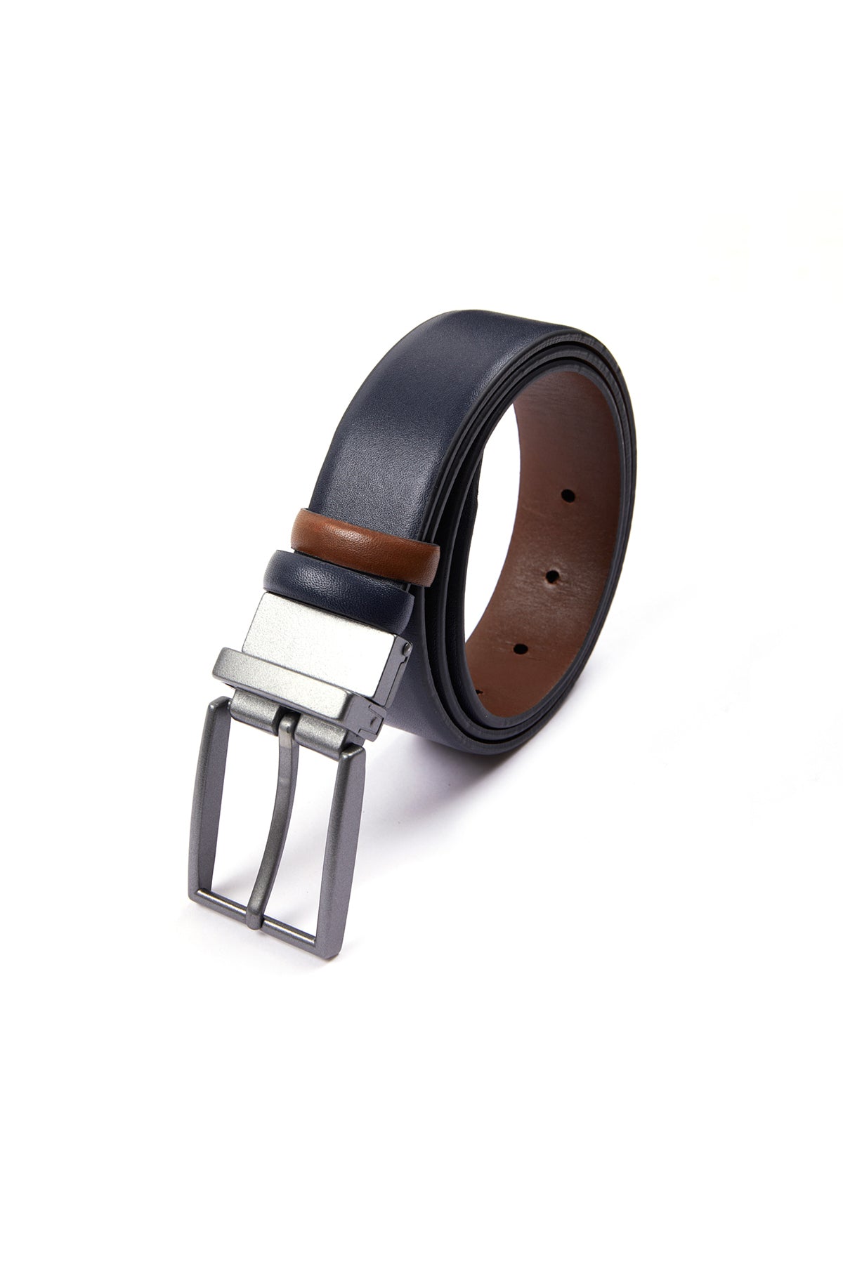 Classic Navy Aniline - Tan Aniline Leather Belt - MIB