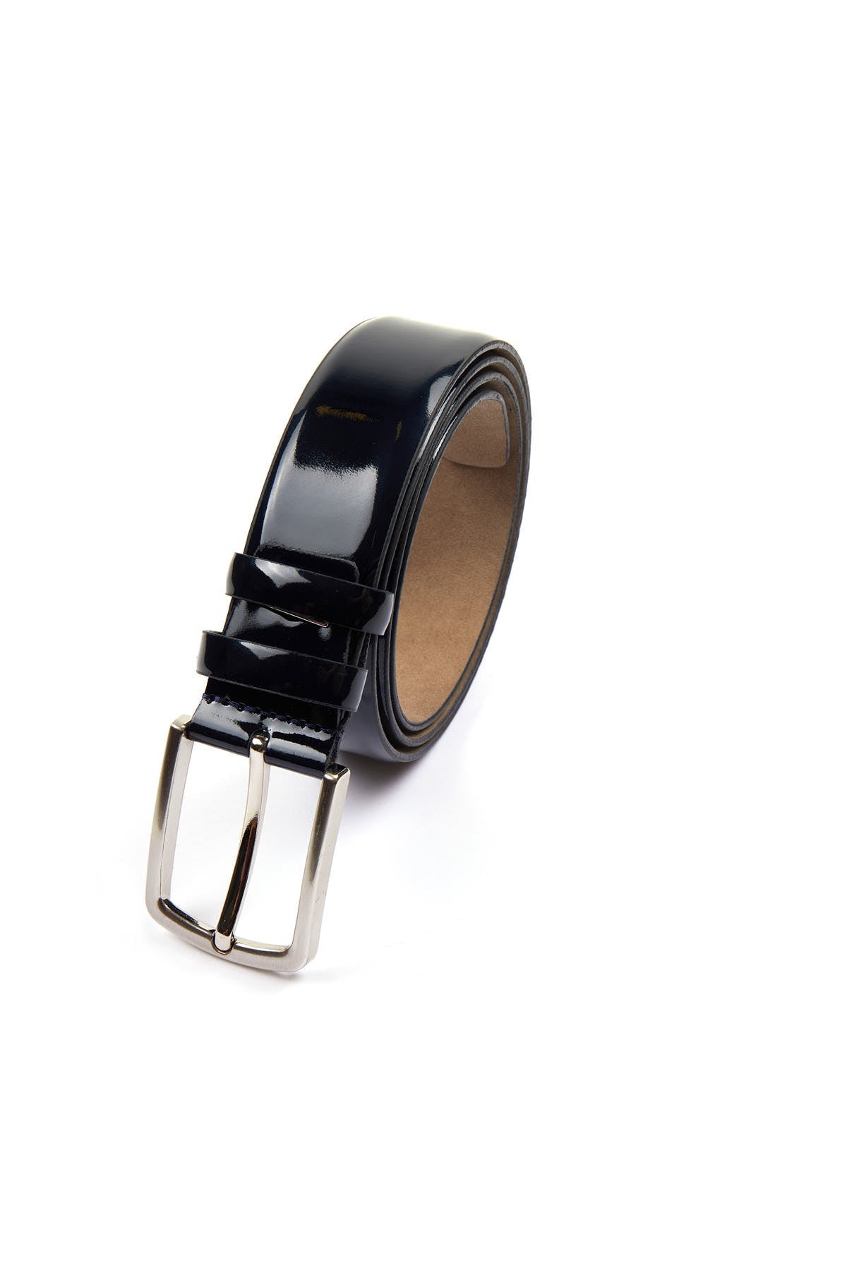 Classic Patent Navy Leather Belt - MIB