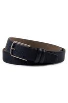 Classic Patterned Leather Black Belt Navy - MIB