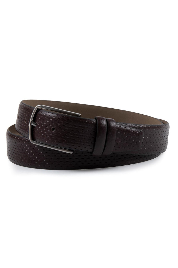 Classic Patterned Leather Brown Belt - MIB