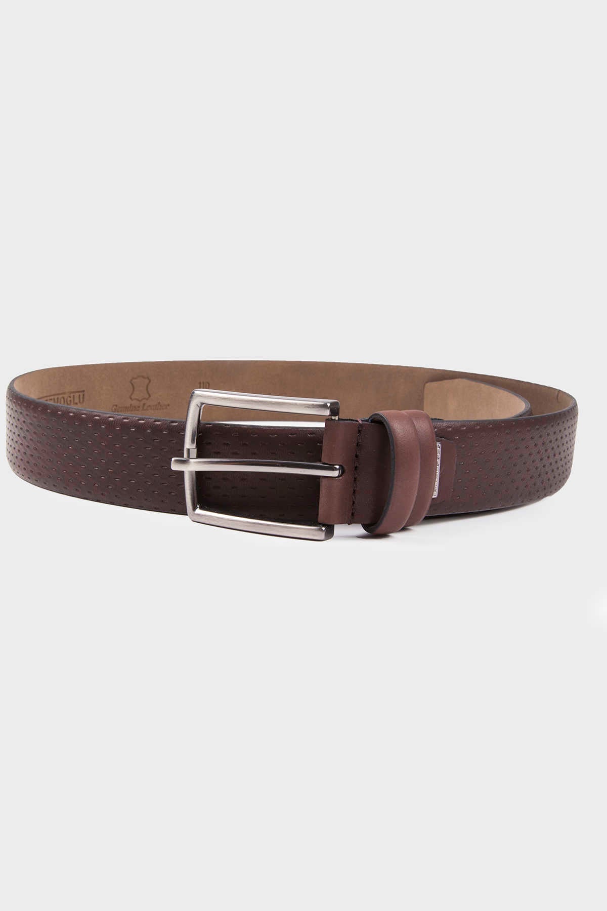 Classic Perforated Leather Brown Belt - MIB