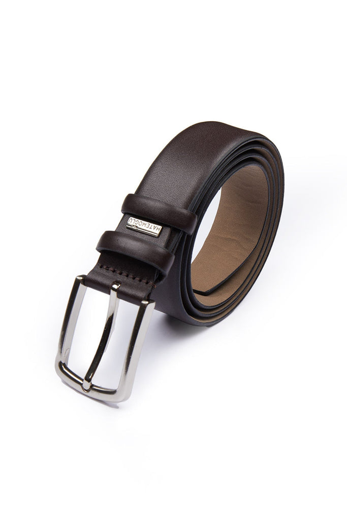 Classic Plain Leather Brown Belt - MIB