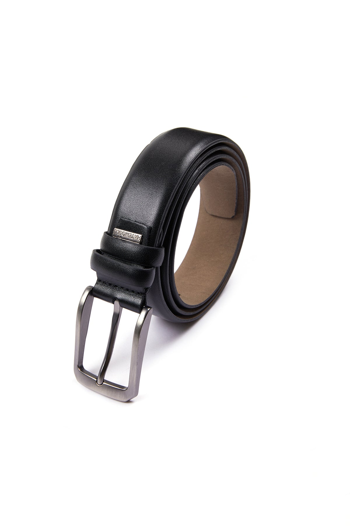 Classic Plain Leather Brown Belt Black - MIB