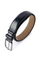 Classic Plain Navy Leather Belt - MIB