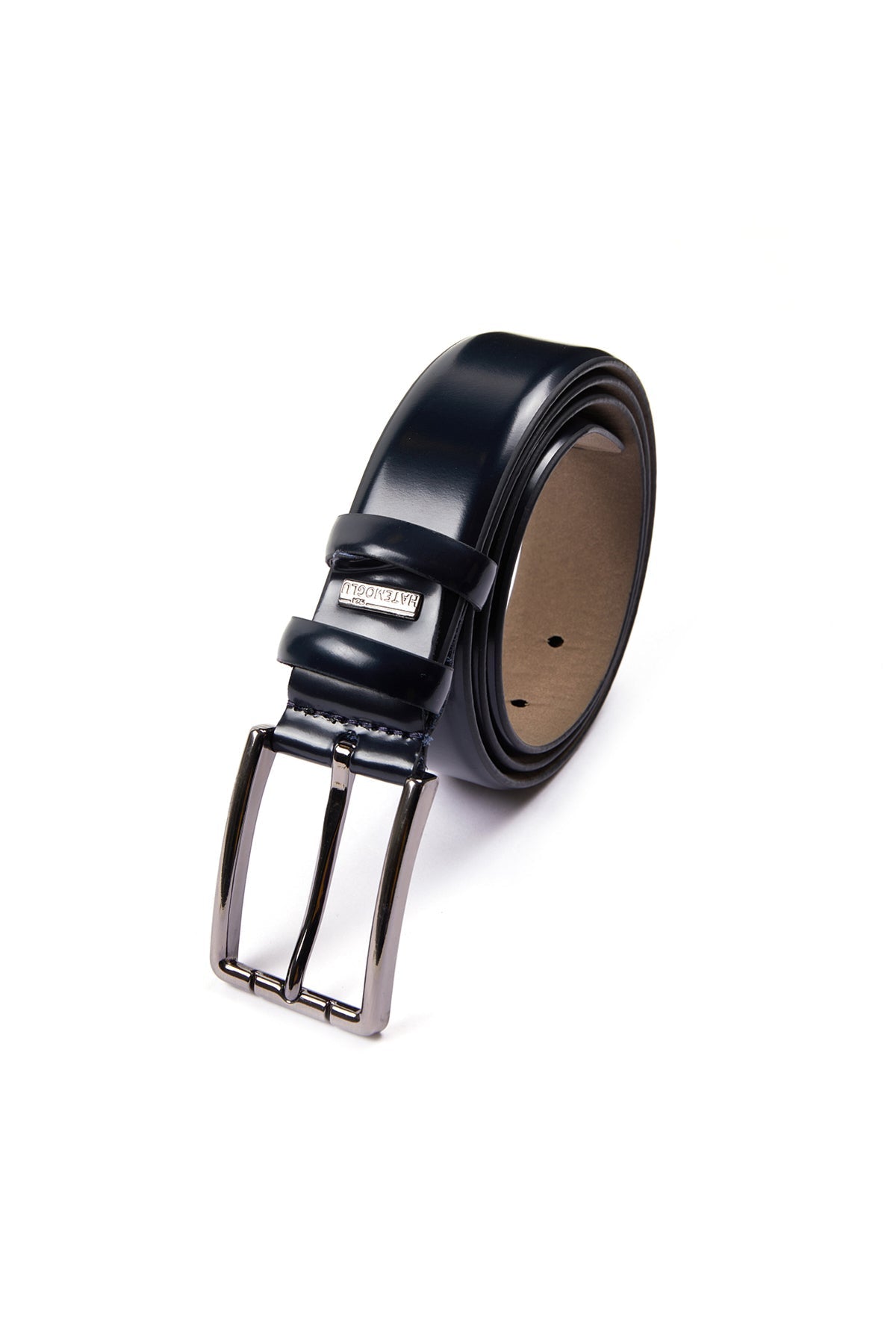 Classic Plain Patent Navy Leather Belt - MIB