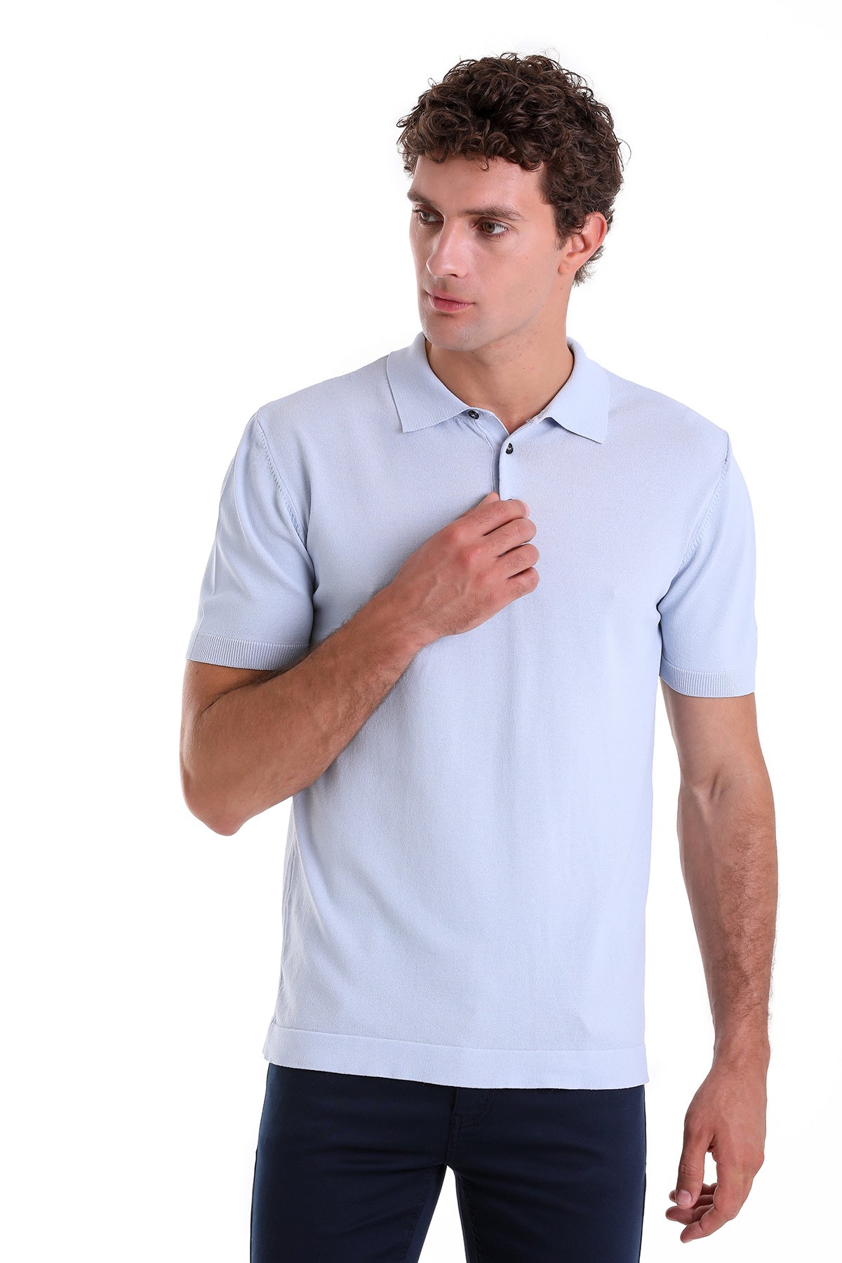 Comfort Fit Basic Light Blue Polo T-Shirt - MIB