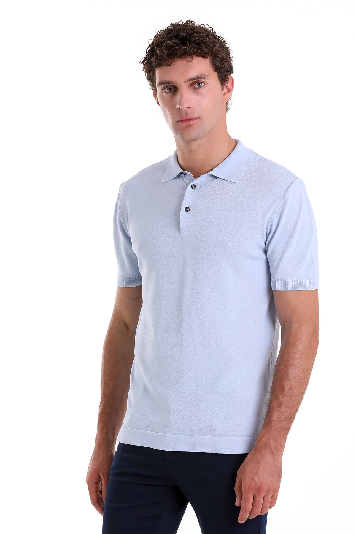 Comfort Fit Basic Light Blue Polo T-Shirt - MIB