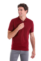 Comfort Fit Basic Plain 100% Cotton Burgundy Polo T-Shirt