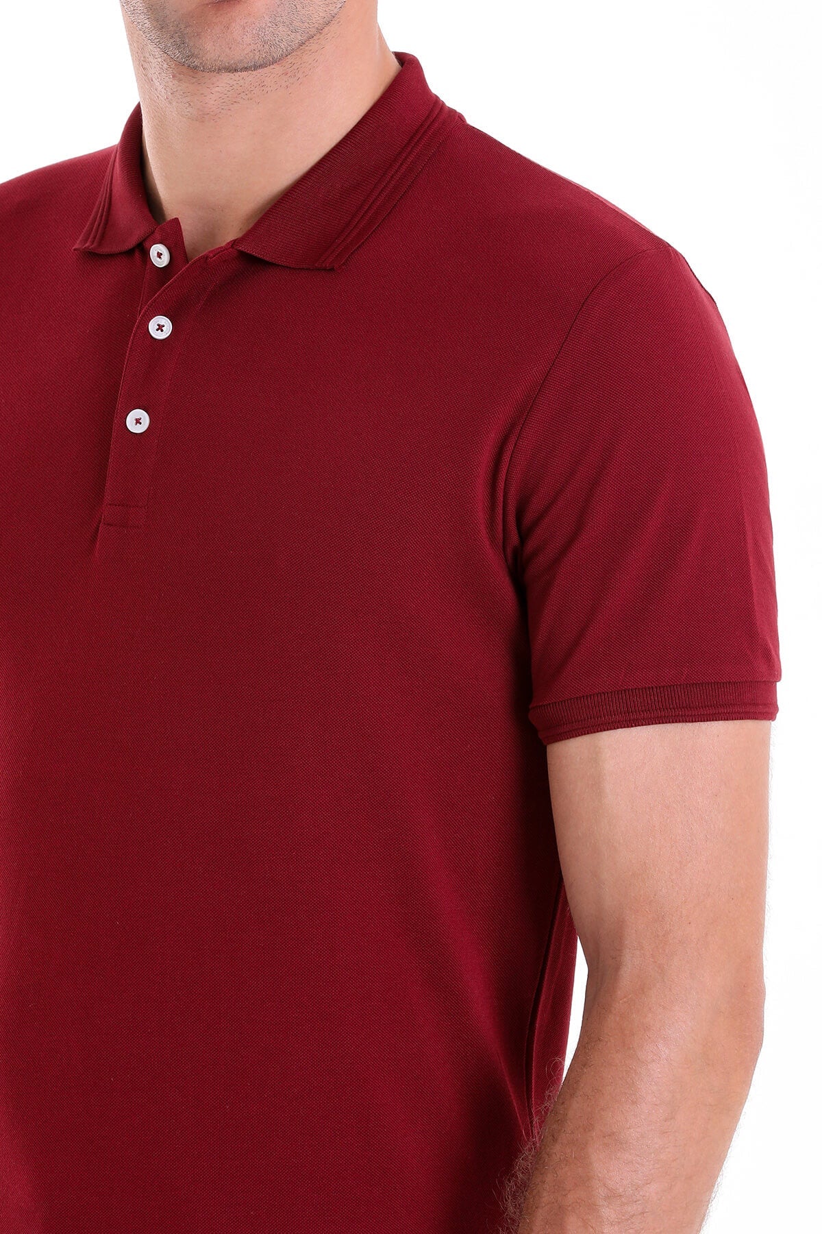 Comfort Fit Basic Plain 100% Cotton Burgundy Polo T-Shirt