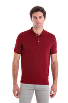 Comfort Fit Basic Plain 100% Cotton Burgundy Polo T-Shirt