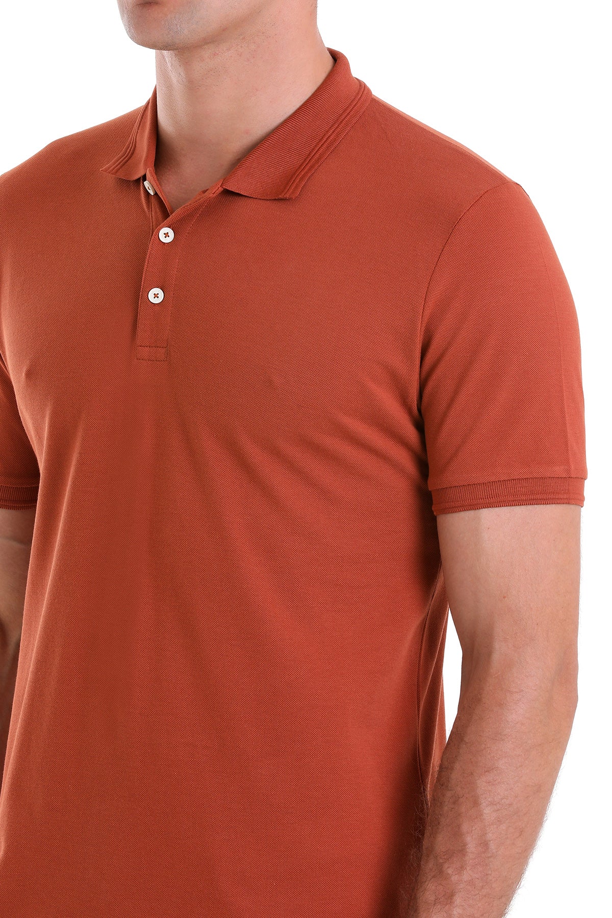 Comfort Fit Basic Plain 100% Cotton Cinnamon Polo T-Shirt