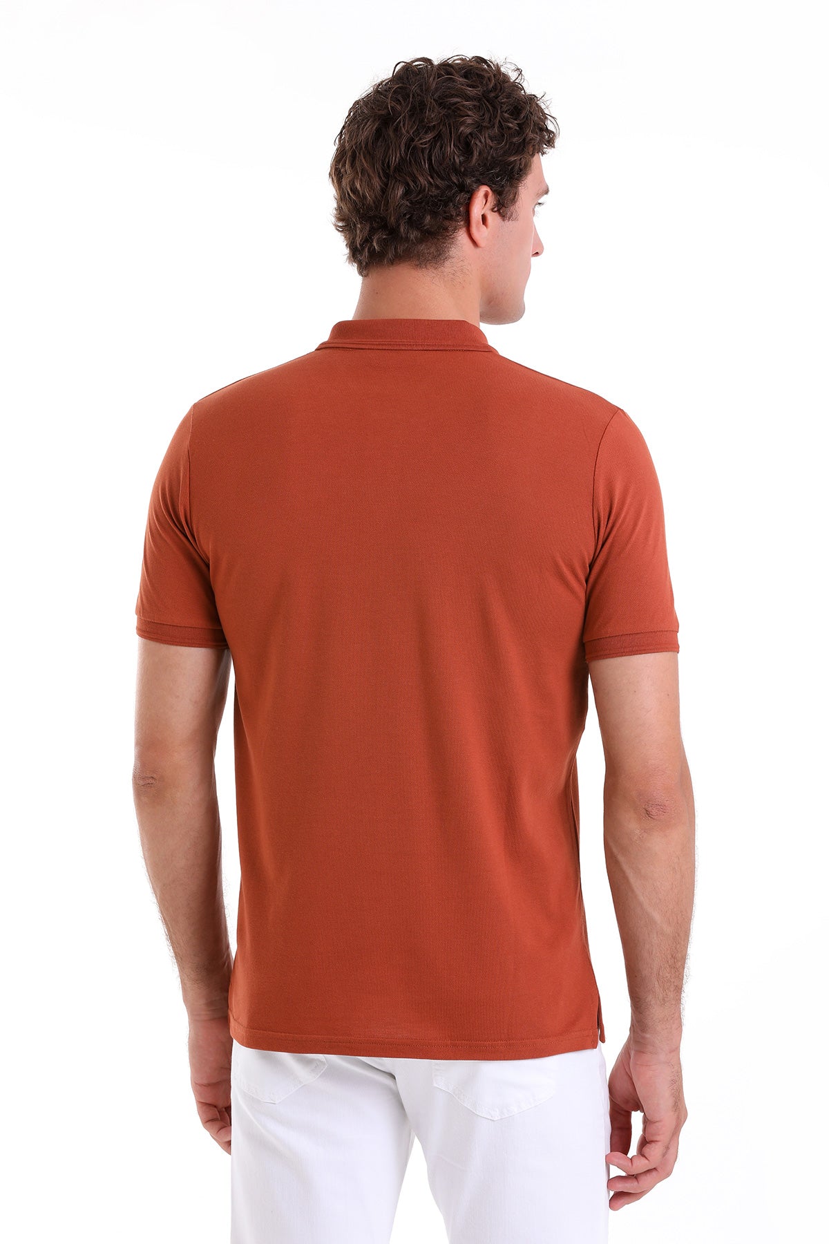 Comfort Fit Basic Plain 100% Cotton Cinnamon Polo T-Shirt