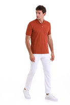 Comfort Fit Basic Plain 100% Cotton Cinnamon Polo T-Shirt