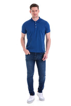 Comfort Fit Basic Plain 100% Cotton Indigo Polo T-Shirt