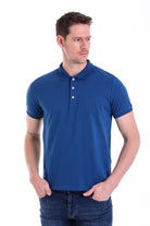 Comfort Fit Basic Plain 100% Cotton Indigo Polo T-Shirt