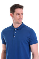 Comfort Fit Basic Plain 100% Cotton Indigo Polo T-Shirt