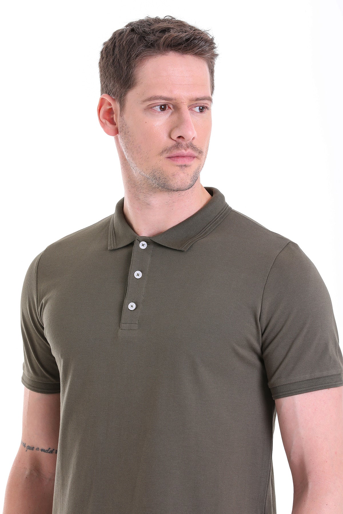 Comfort Fit Basic Plain 100% Cotton Khaki Polo T-Shirt - MIB