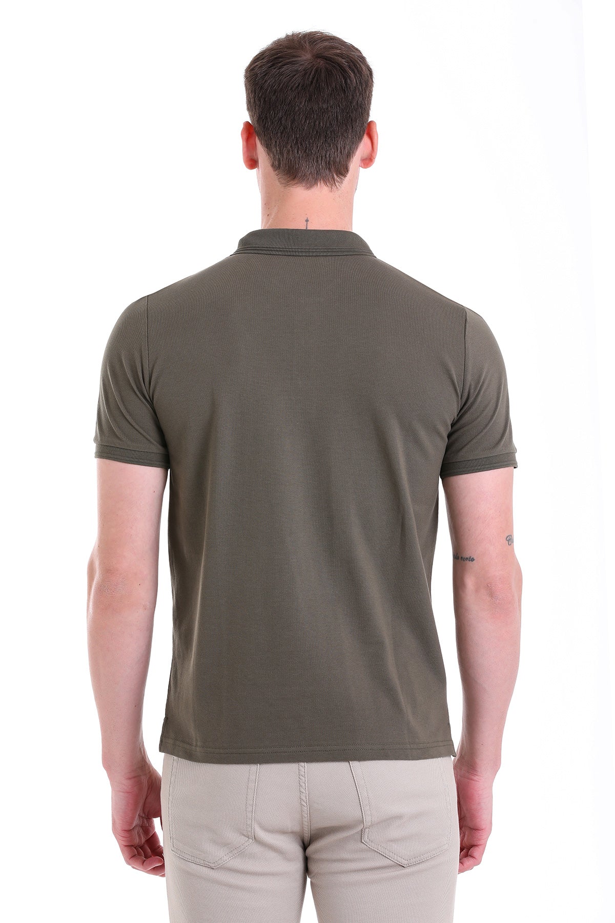 Comfort Fit Basic Plain 100% Cotton Khaki Polo T-Shirt - MIB