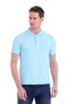 Comfort Fit Basic Plain 100% Cotton Light Blue Polo T-Shirt