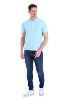 Comfort Fit Basic Plain 100% Cotton Light Blue Polo T-Shirt