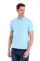 Comfort Fit Basic Plain 100% Cotton Light Blue Polo T-Shirt