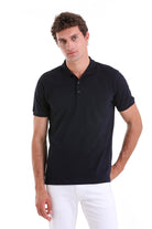 Comfort Fit Basic Plain 100% Cotton Navy Polo T-Shirt - MIB