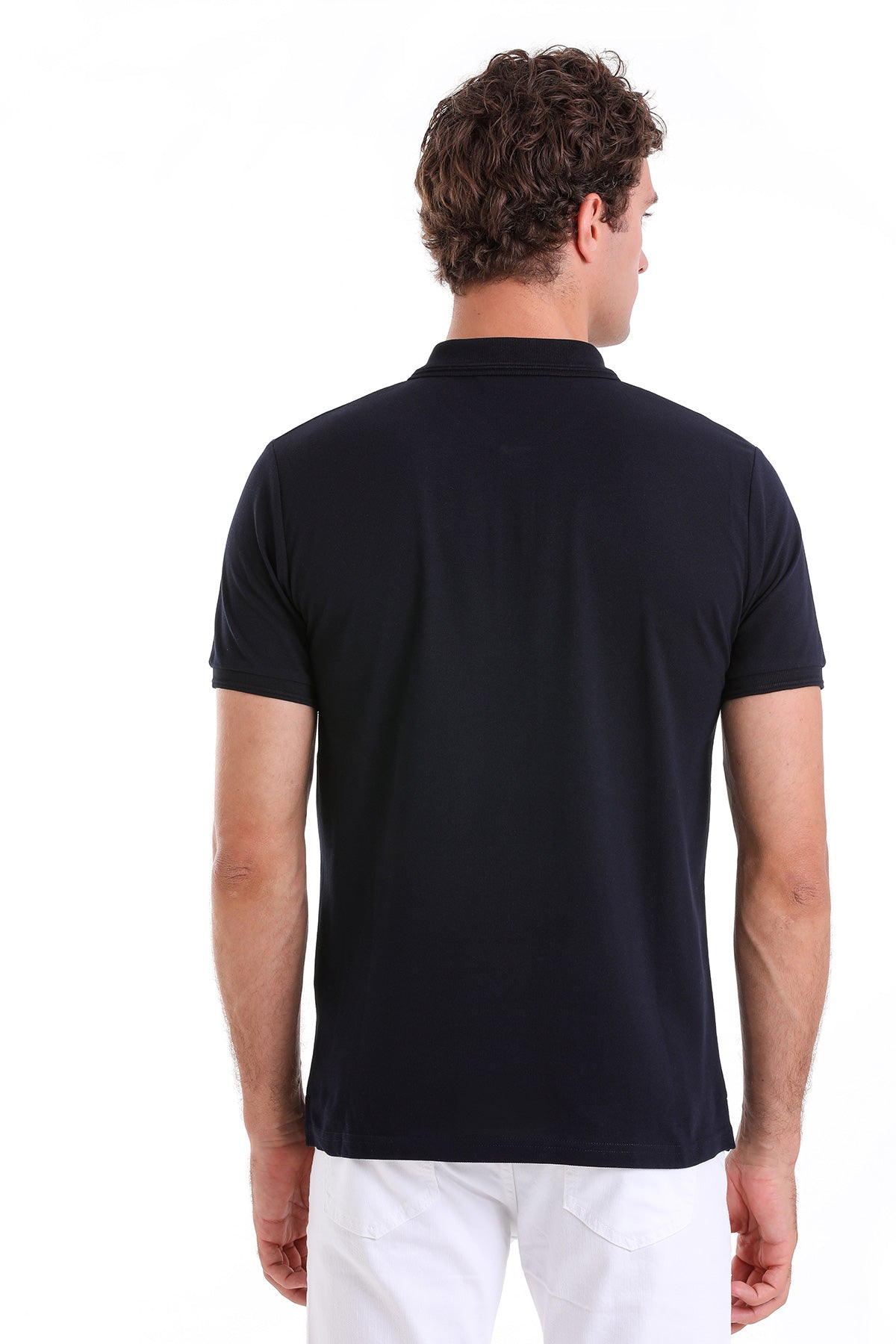 Comfort Fit Basic Plain 100% Cotton Navy Polo T-Shirt - MIB