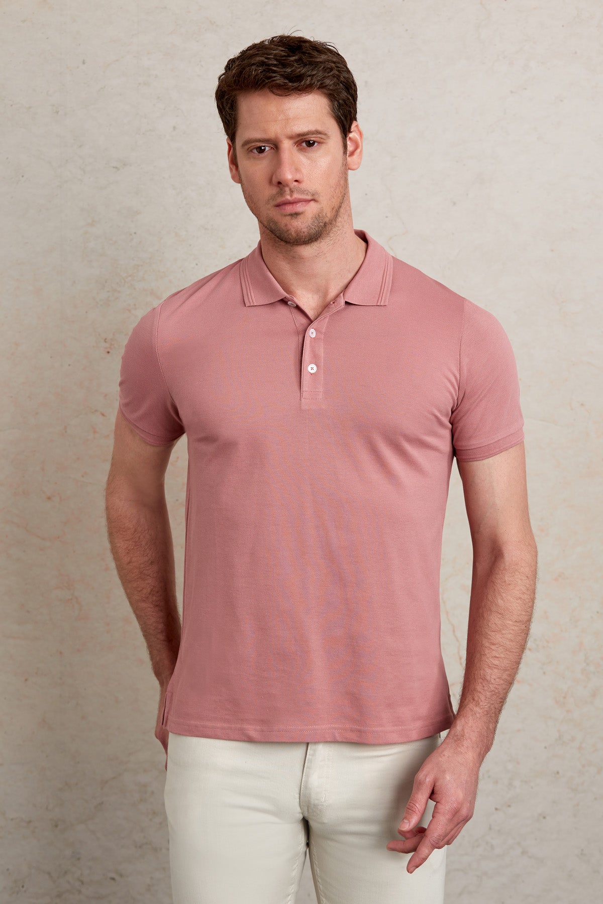 Comfort Fit Basic Plain 100% Cotton Pink Polo T-Shirt - MIB