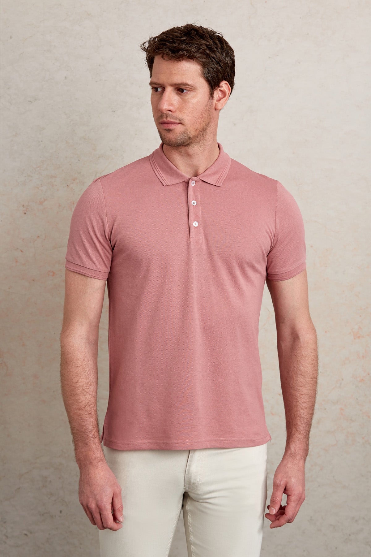 Comfort Fit Basic Plain 100% Cotton Pink Polo T-Shirt - MIB