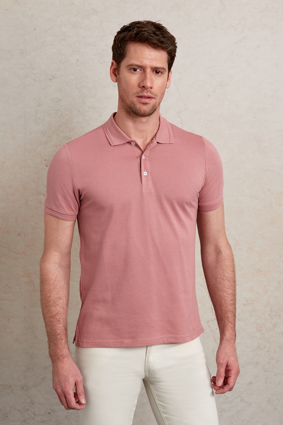 Comfort Fit Basic Plain 100% Cotton Pink Polo T-Shirt - MIB