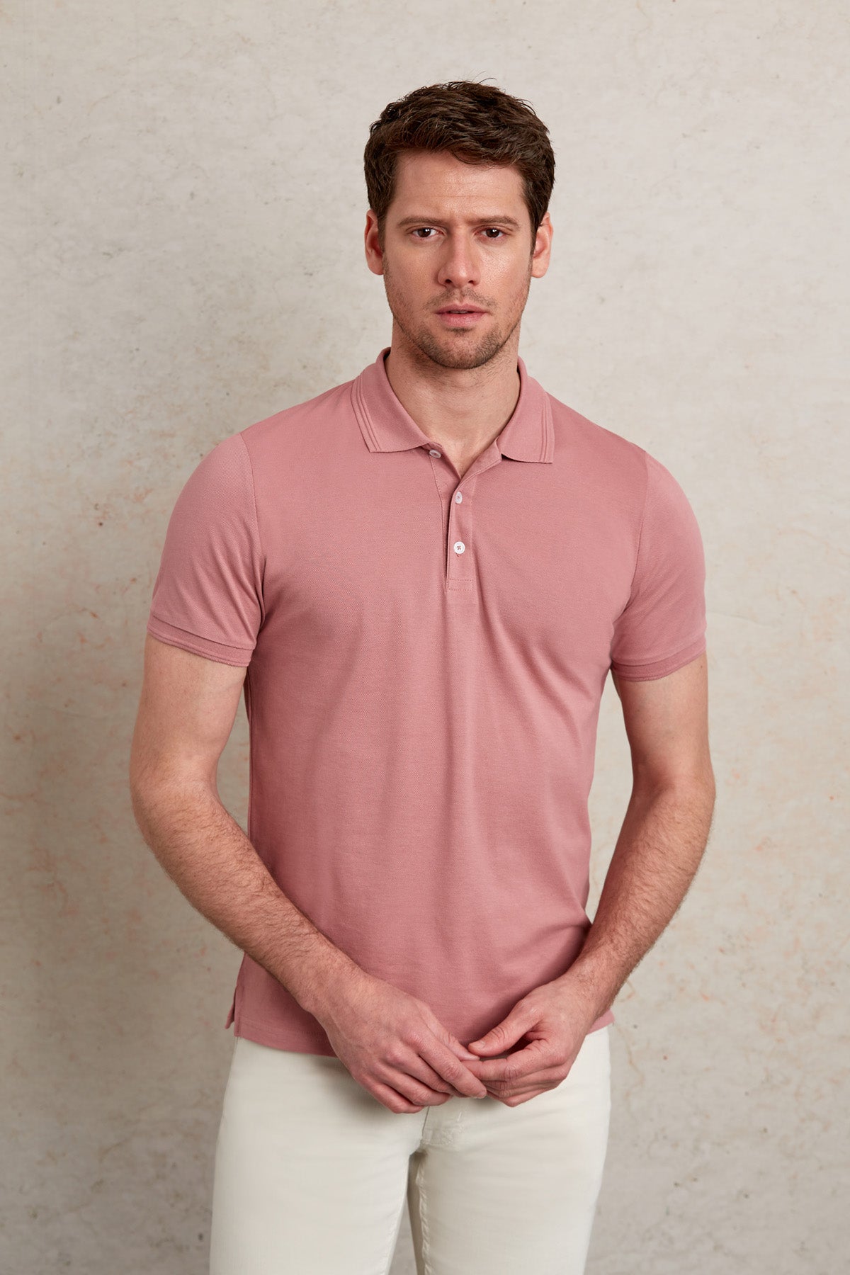 Comfort Fit Basic Plain 100% Cotton Pink Polo T-Shirt - MIB