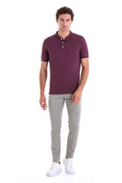 Comfort Fit Basic Plain 100% Cotton Purple Polo T-Shirt