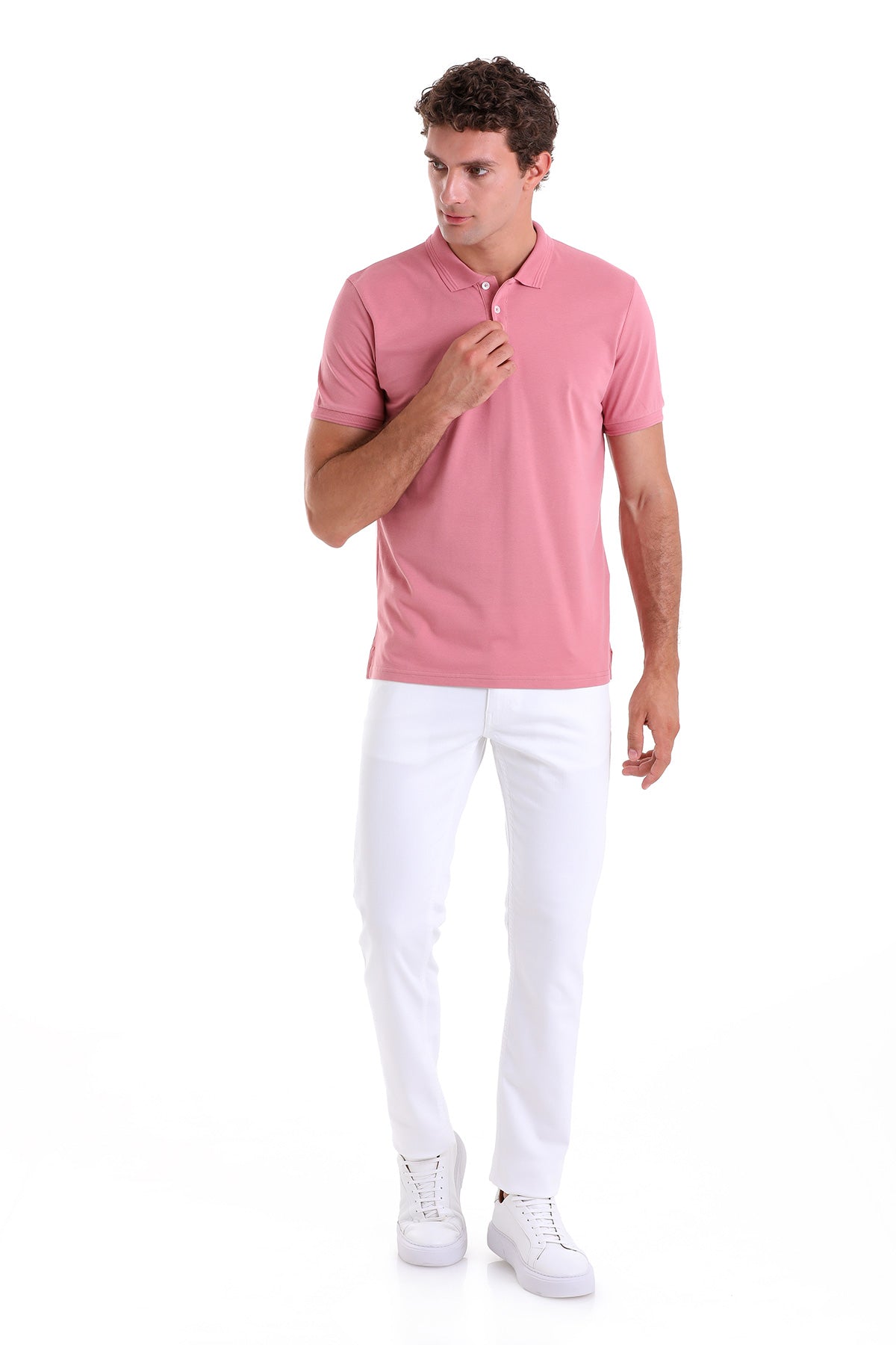 Comfort Fit Basic Plain 100% Cotton Rose Polo T-Shirt - MIB