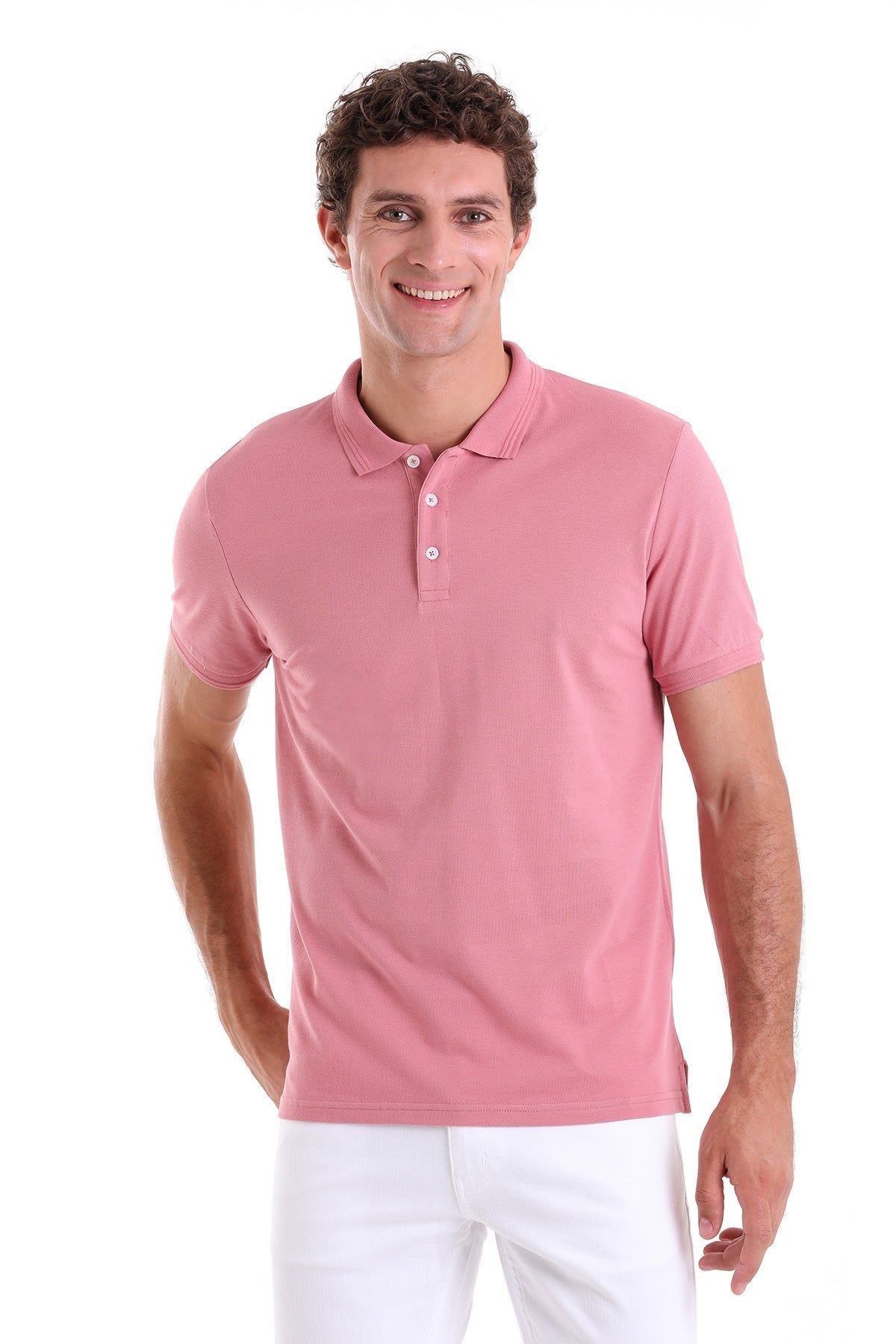 Comfort Fit Basic Plain 100% Cotton Rose Polo T-Shirt - MIB