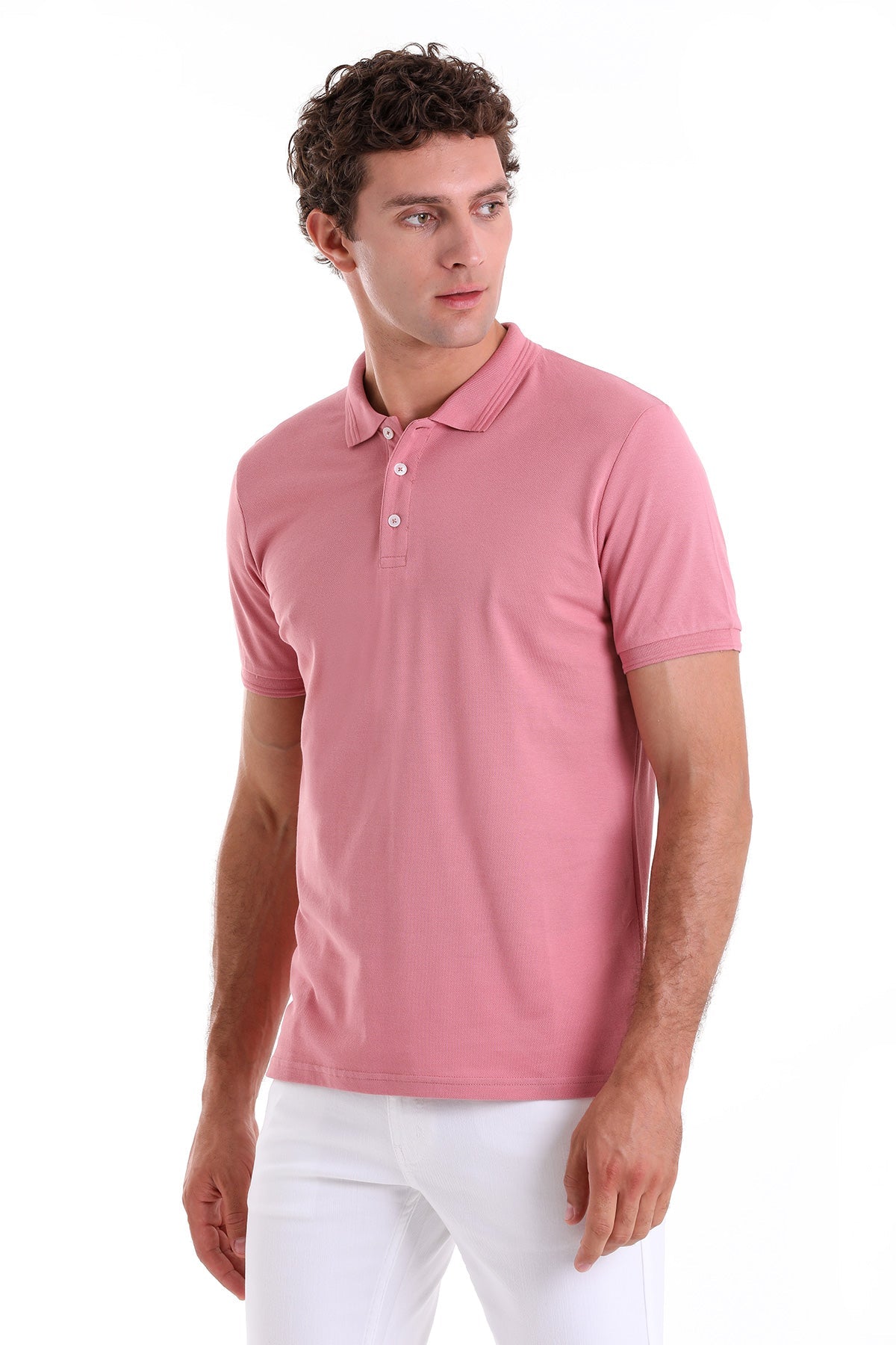 Comfort Fit Basic Plain 100% Cotton Rose Polo T-Shirt - MIB