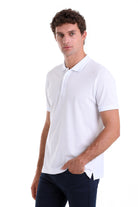 Comfort Fit Basic Plain 100% Cotton White Polo T-Shirt - MIB