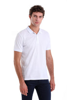 Comfort Fit Basic Plain 100% Cotton White Polo T-Shirt - MIB