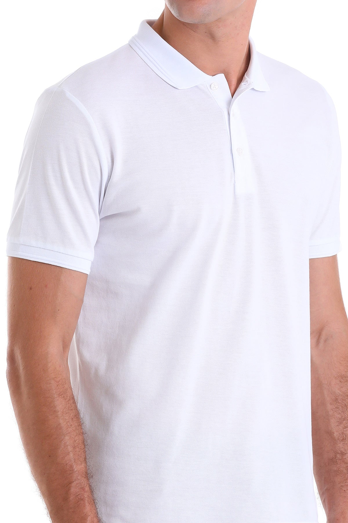 Comfort Fit Basic Plain 100% Cotton White Polo T-Shirt - MIB