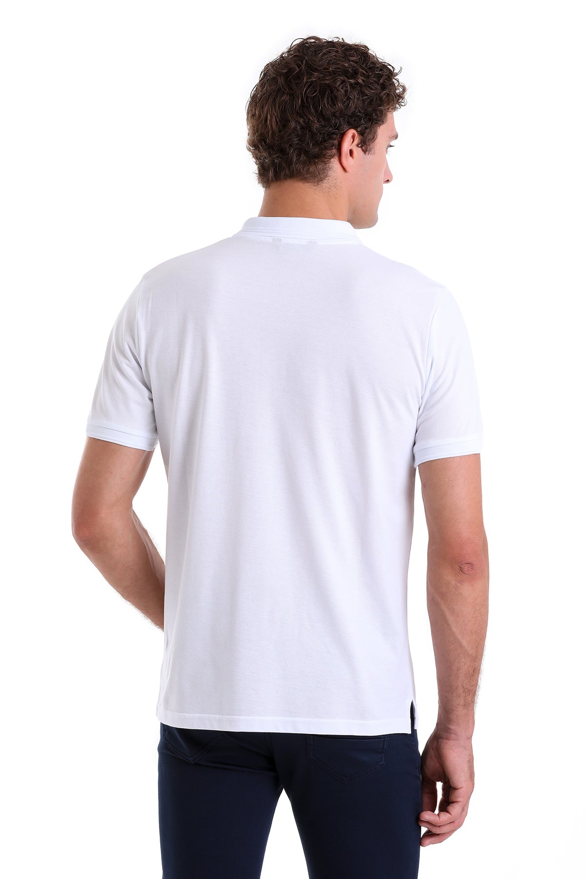 Comfort Fit Basic Plain 100% Cotton White Polo T-Shirt - MIB