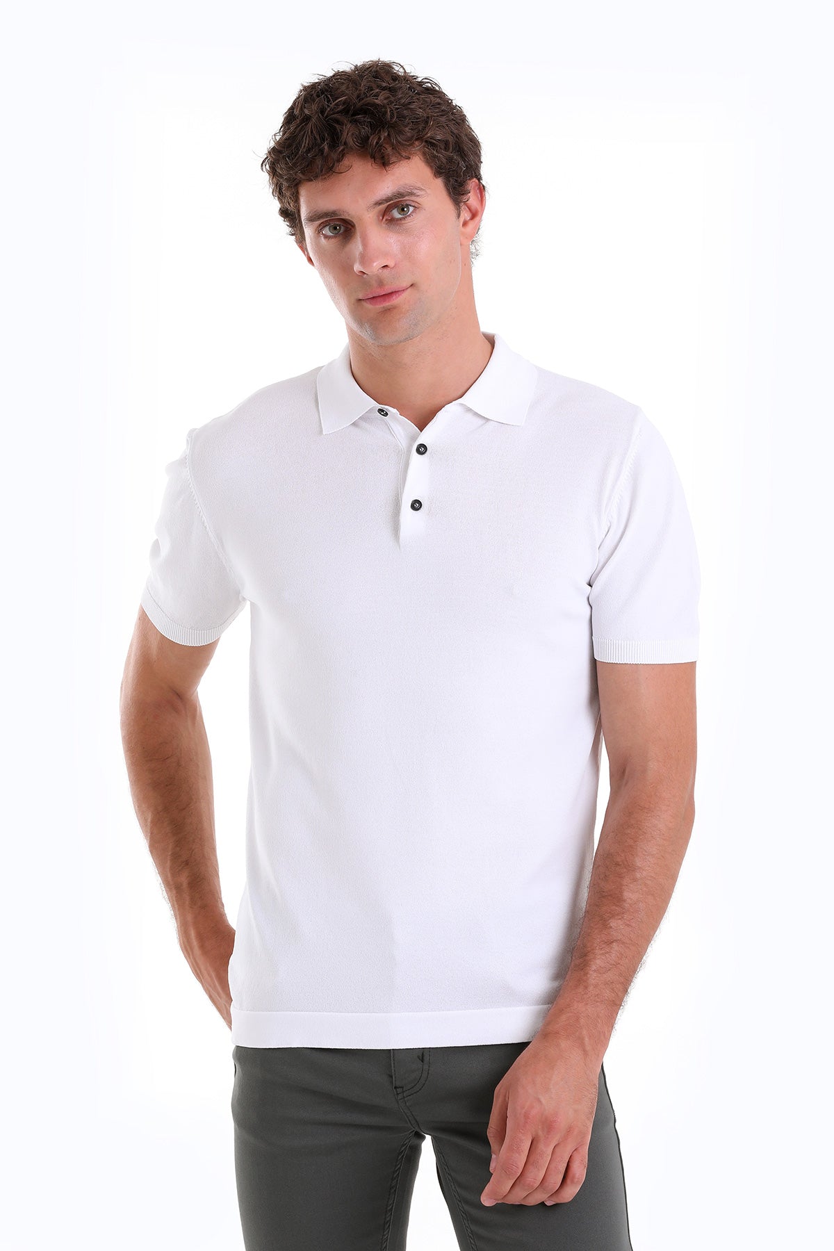 Comfort Fit Basic White Polo T-Shirt - MIB