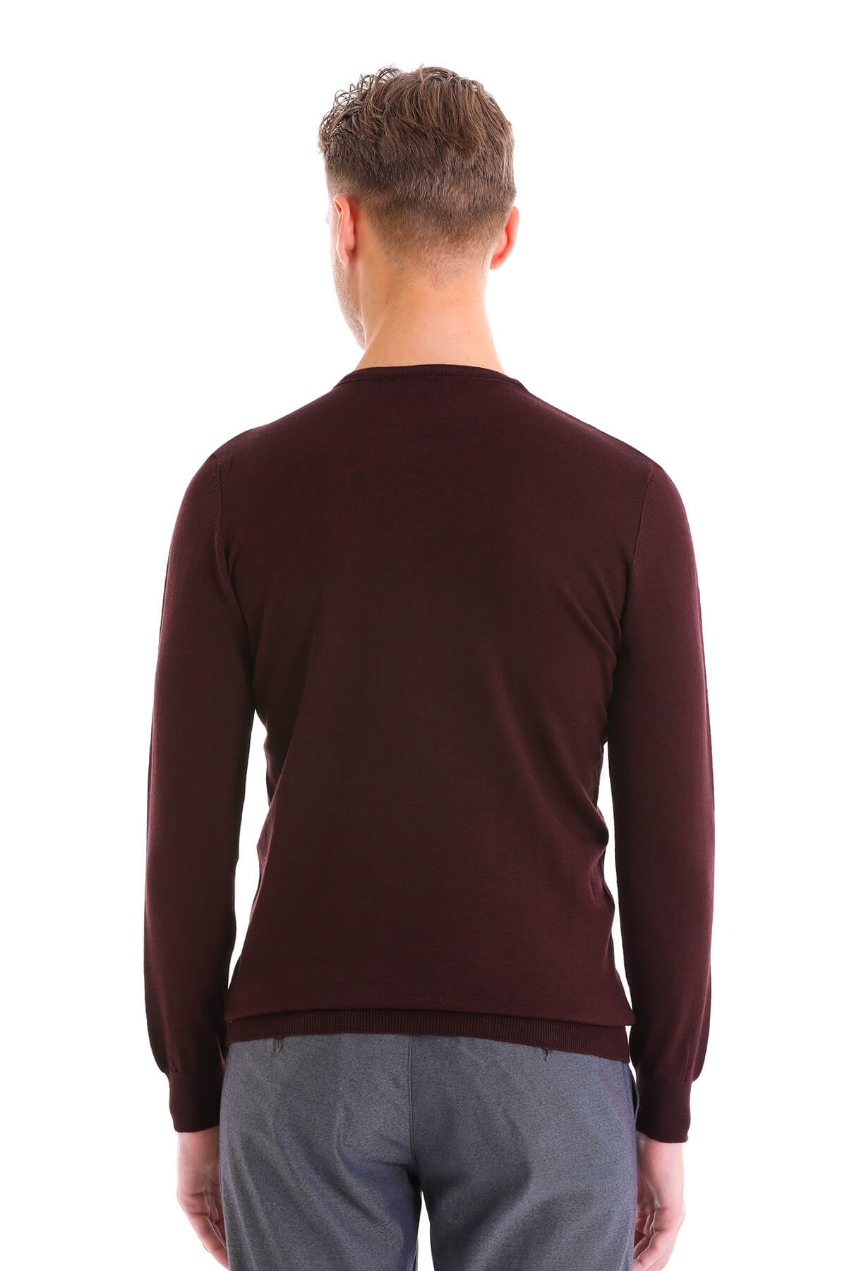 Comfort Fit Burgundy Wool Blend Crew Neck Sweater - MIB