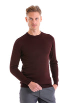 Comfort Fit Burgundy Wool Blend Crew Neck Sweater - MIB