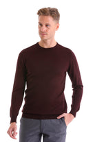 Comfort Fit Burgundy Wool Blend Crew Neck Sweater - MIB