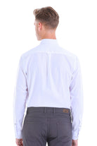 Comfort Fit Button-Down Collar Cotton White Casual Shirt