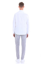 Comfort Fit Button-Down Collar Cotton White Dress Shirt