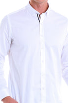 Comfort Fit Button-Down Collar Cotton White Dress Shirt