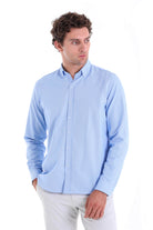 Comfort Fit Button-Down Collar Light Blue Casual Shirt - MIB