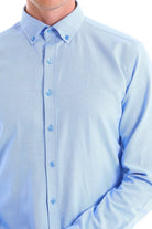 Comfort Fit Button-Down Cotton Blend Blue Casual Shirt - MIB