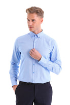 Comfort Fit Button-Down Cotton Blend Blue Casual Shirt - MIB